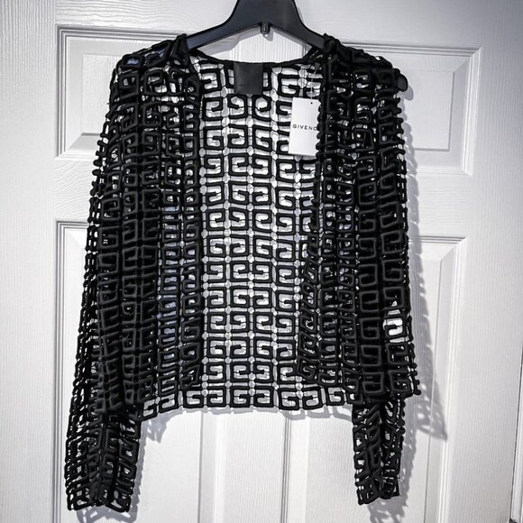 Givenchy 4G Guipure Lace Black Top - Picture 2 of 6